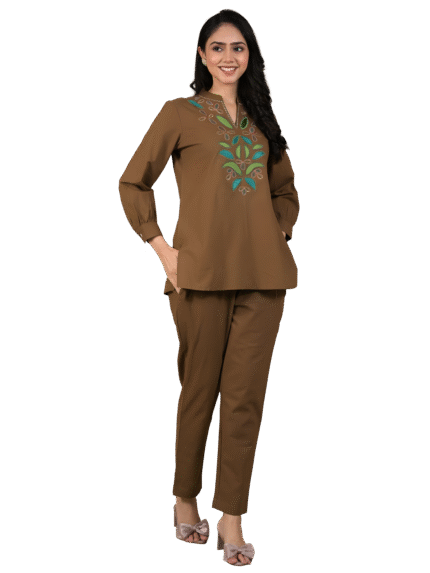 Umrao Mandarin Collar Top with Trouser Co-ord Set