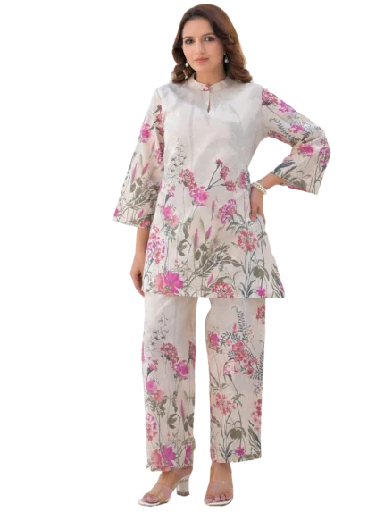 Umrao Printed Pink Cotton Tunic Palazzo Co-ord Set