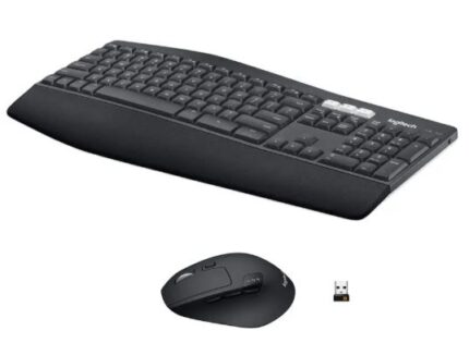 Logitech MK850 Multi-Device Wireless Keyboard and Mouse Set, 2.4GHz Wireless & Bluetooth Bluetooth, Smart Connector, Wireless Handheld Multi-device Keyboard Compatible with Desktop, Laptop, Mac Curved Keyframe , 12 Programmable Keys, 3-Year Battery Life, PC/Mac (Black)